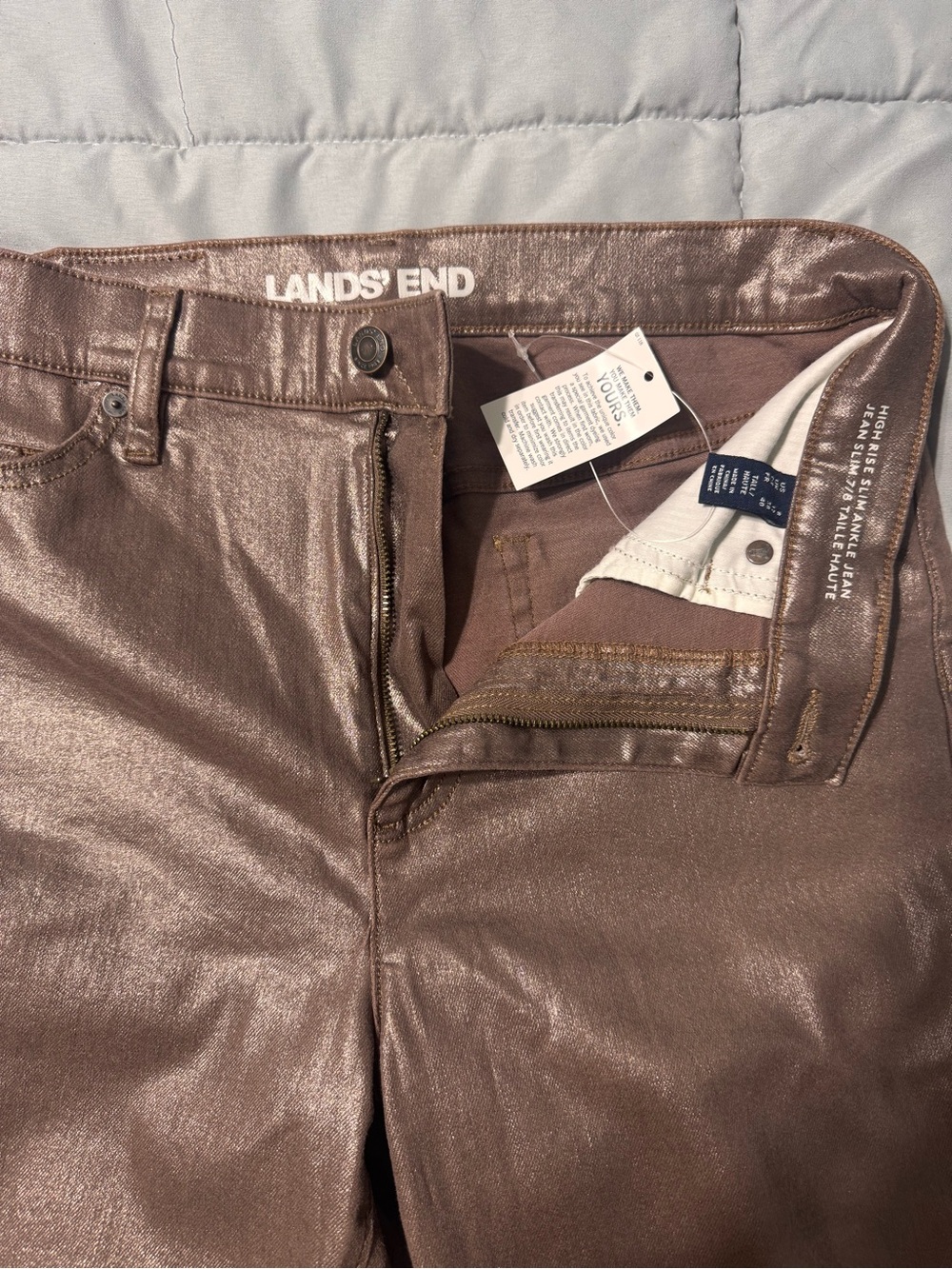 Lands' End Shimmery Bronze-Coated Jeans